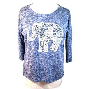Aeropostale Lace Embellished Blue Elephant Top Size Large